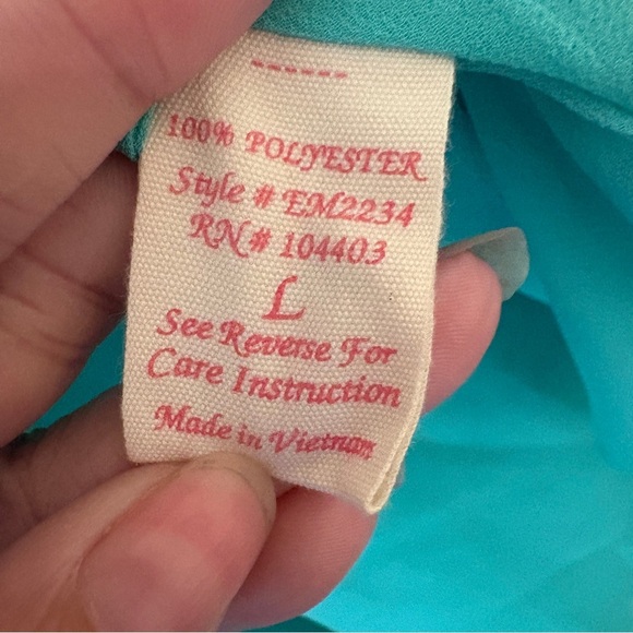 Boutique Turquoise Chiffon Swing Tank Top Sleeveless Flowy Blouse Size L - Picture 4 of 4